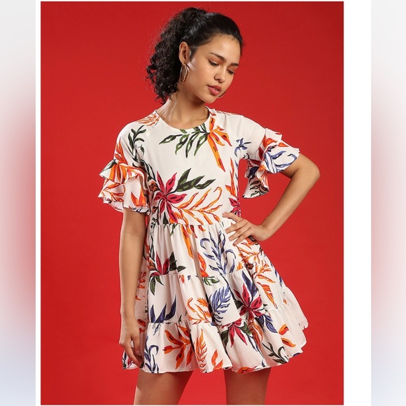 Campus Sutra Women Floral Stylish Casual Dresses - Size Large NWT - Tropical - Picture 2 of 5